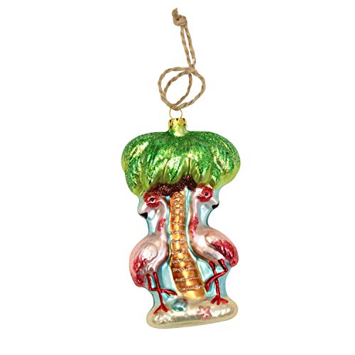 Beachcombers Coastal Life Decorative Beach Ornament with S-Hook (Palm Flamingos B21646)