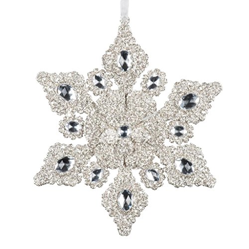 Vickerman 506899 – 7″ Glitter Snowflake Diamond Christmas Tree Ornament (E170301)