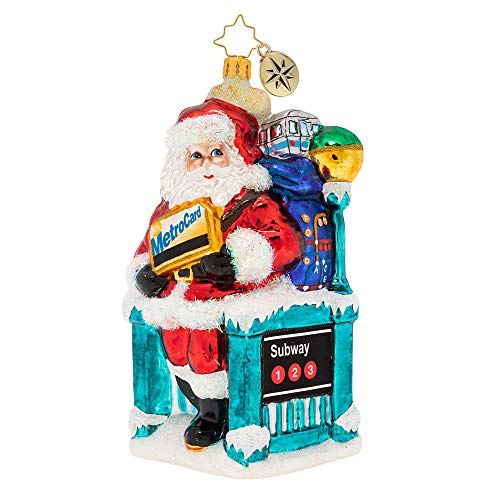 Christopher Radko MTA Santa’s NY Travels Christmas Ornament, Multicolor