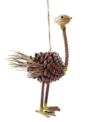 Creative Co-op Woodland Pinecone Ostrich Hanging Holiday Ornament