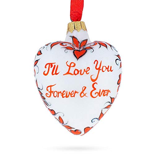 BestPysanky I Love You Forever Glass Heart Christmas Ornament
