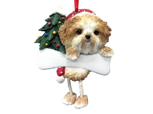 Shih Tzu Ornament Puppy Cut with Unique “Dangling Legs” Hand Painted and Easily Personalized Christmas Ornament