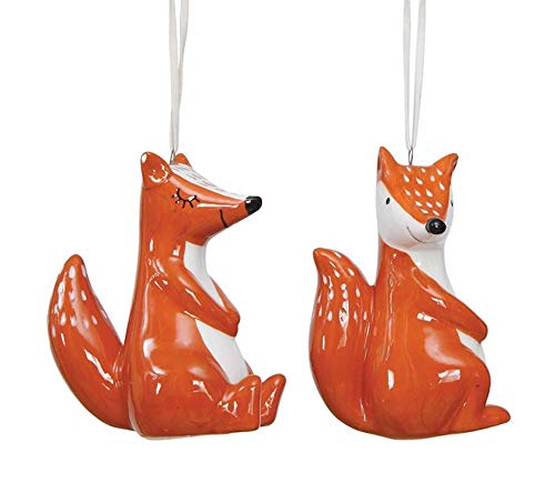 Creative Co-op Forest Fox Ceramic Hanging Ornaments – Set of 2