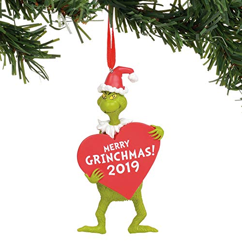 Department 56 The The Grinch with Heart Dated Hanging Ornament, 4.5″, Multicolor