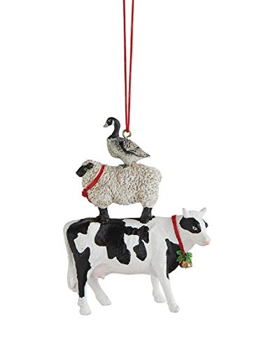 Creative Co-op Stacked Farm Animals Hanging Holiday Ornament