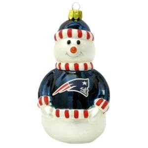 Topperscot New England Patriots 3″ Blown Glass Snowman Ornament