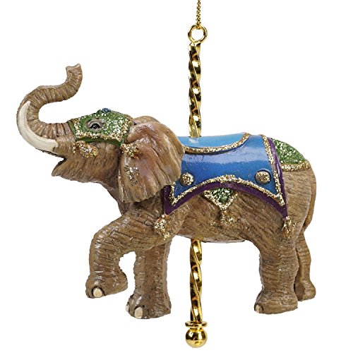 Kurt Adler 4″ Glitter Elephant Carousel Animal Decorative Christmas Ornament