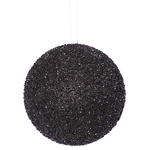 Vickerman 532720-8″ Black Beaded Ball Christmas Tree Ornament (2 pack) (N185917D)