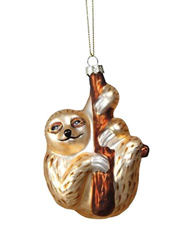 Creative Co-op Sloth Hand Painted Glass Hanging Ornament