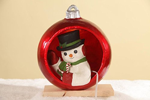 Bethany Lowe Retro Christmas Centerpiece Diorama Snowman Inside Ornament