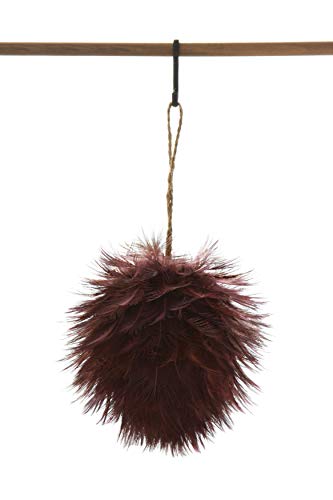 Creative Co-Op 4 Inch Round Feather Ball Ornament in Berry