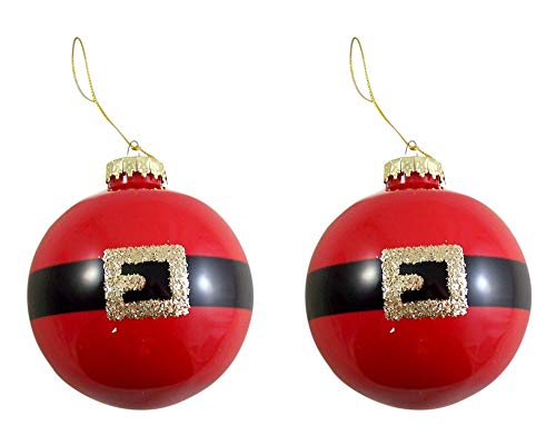 Christmas Santa’s Belt Ball Ornament, 4 Inch, Pack of 2