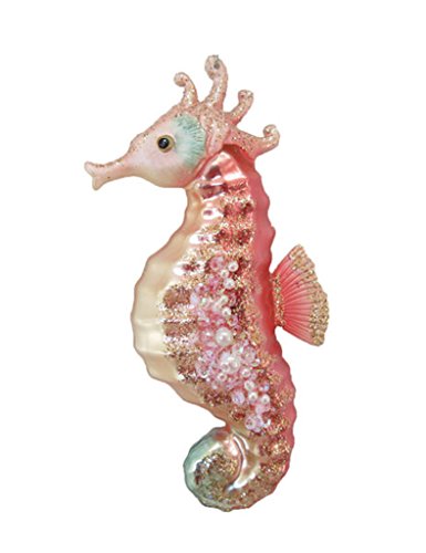 December Diamonds Blown Glass Seahorse Ornament 79-80922 5.25 Inches Pink