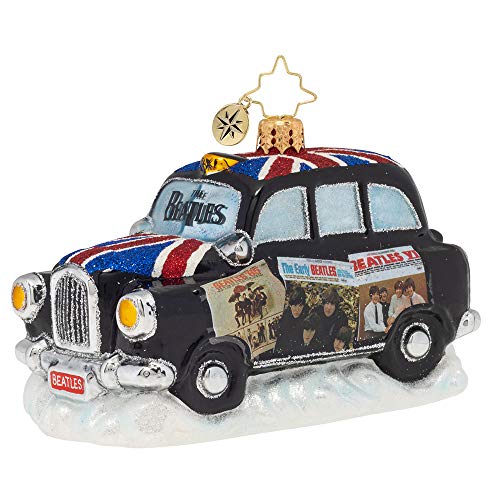 Christopher Radko U.S. Beatles Albums London Taxi Christmas Ornament, Black