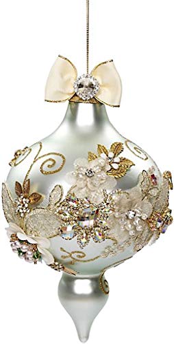 Mark Roberts Kings Jewels Ornaments Vintage Floral Jewel Blue Finial Ornament 7.5 Inch, 1 Each