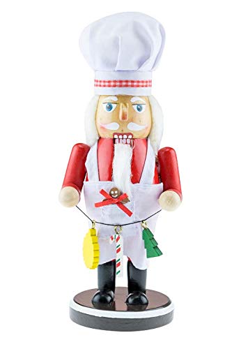 Clever Creations 9.5″ Chef/Baker Nutcracker Large White hat with red Rim 219HS-N13B