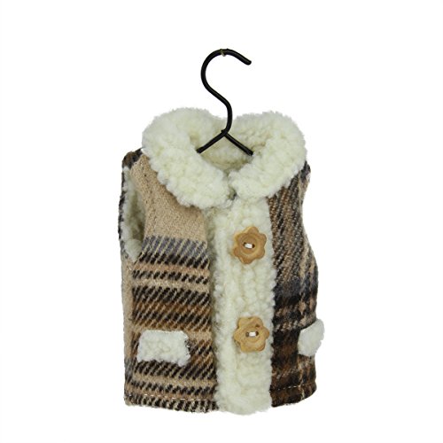 Raz 5.25″ Country Cabin Brown Plaid Winter Vest on Hanger Christmas Ornament