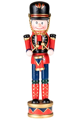 Clever Creations Drummer Nutcracker | Traditional Christmas Decor | Red, Black, Blue Drumming Uniform | Perfect for Any Collection | 7″ Tall Nutcracker Perfect for Shelves and Tables | 100% Wood |