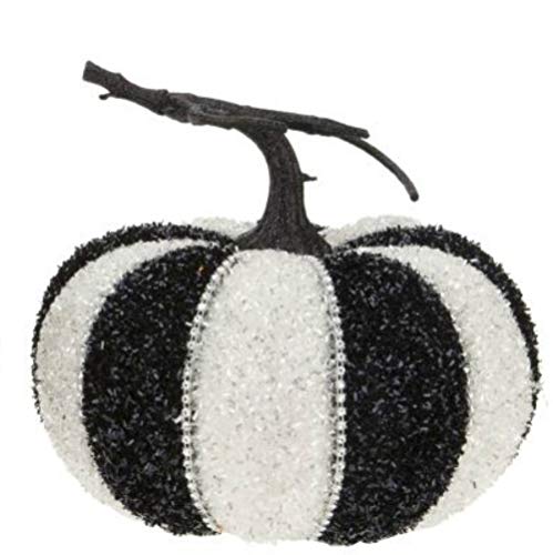 Mark Roberts Black White Diamond Trim Pumpkin – Decorative Pumpkins for Fall Halloween (6″)