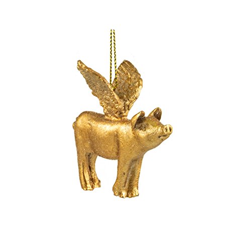 Creative Co-op Rose Gold Flying Pig Hanging Ornament