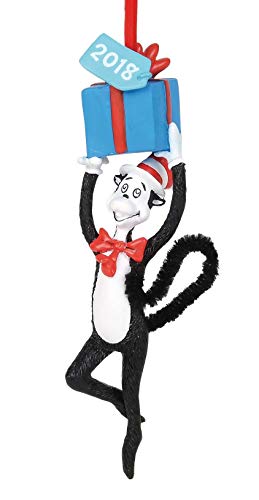 Department 56 Dr. Seuss Cat with Present 2018, 5.25″ Hanging Ornament, Multicolor