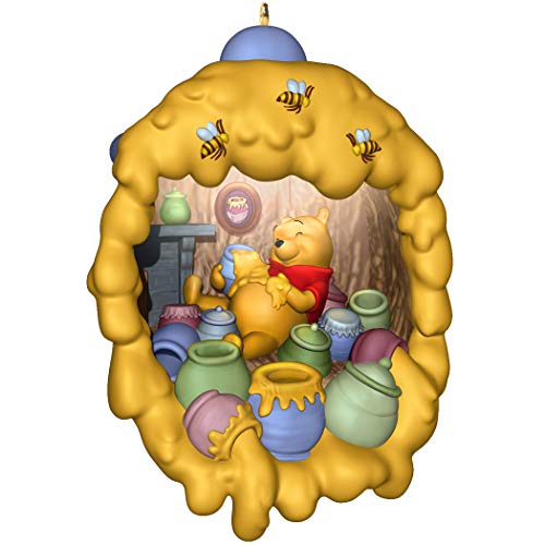 Hallmark Keepsake Christmas Ornament 2019 Year Dated Disney Winnie The Pooh Home is Where The Hunny is with Light,
