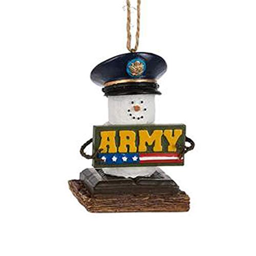 Midwest-CBK Army S’Mores Military Patriotic White 3 x 2 Resin Stone Christmas Ornament