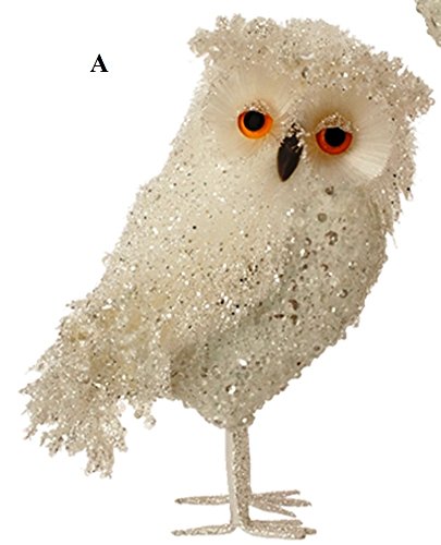 RAZ Enchanted Holiday Whimsy Iced Owl Ornament, Choice of Style (A)
