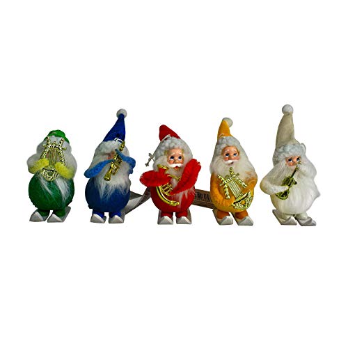 One Hundred 80 Degrees Set/5 Rainbow Gnome Christmas Tree Retro Vintage Style Decor Ornaments