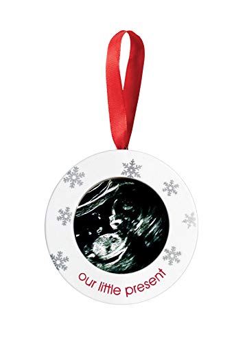 Pearhead “Our Little Present” Baby Sonogram Picture Frame Holiday Ornament, Perfect New Baby Gift for Parents to Be