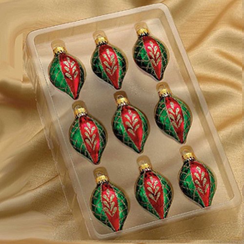 Kurt Adler Ornaments GG0322-A Glass Multi-Color Miniature Drop Ornaments