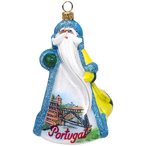 Joy to the World Collectibles Glitterazzi Portugal Santa Polish Glass Christmas Ornament
