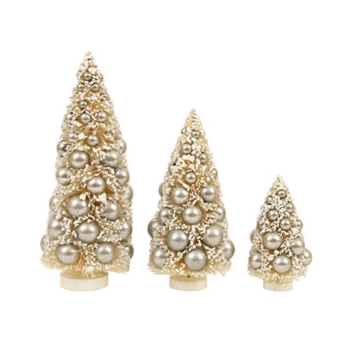 Creative Co-op Silver Bottle Brush Christmas Trees with Ornaments