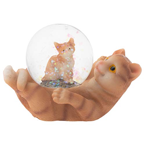 Elanze Designs Striped Tabby Cat and Kitten Figurine 45MM Glitter Water Globe Decoration