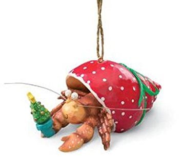 Cape Shore Pet Hermit Crab in Holiday Red Shell Christmas Tree Ornament