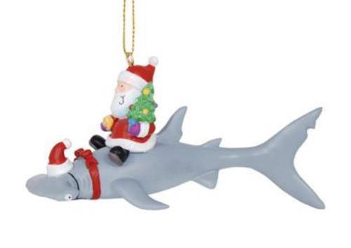 Cape Shore Santa Riding Hammerhead Shark Coastal Deep Sea Christmas Holiday Ornament