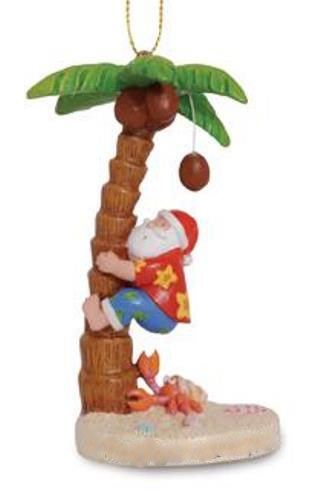 Cape Shore Beachy Santa Climbing Coconut Palm Tree Christmas Holiday Ornament