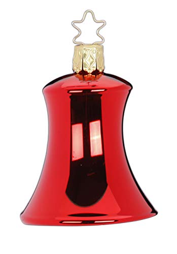 Inge-Glas Bell Red Shiny 10002T060 German Glass Christmas Ornament