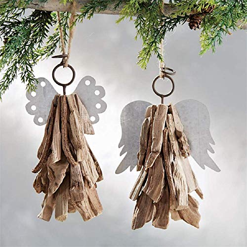 Mud Pie Christmas Driftwood Angel Ornament (Pierced Wing)