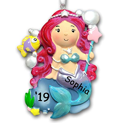 Personalized 2019 Mermaid Girl Christmas Ornament – Custom Name and Date