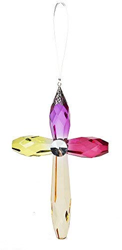 Rainbow Cross Crystal Expressions 7 Inch Acrylic Hanging Ornament – Purple/Yellow
