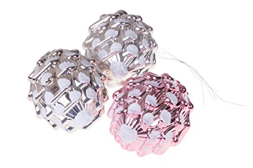 Clever Creations Christmas Pinecone Ornament Set Pink and Silver Frosted Texture | 4 Pack | Festive Holiday Décor | Timeless Design | Shatter Resistant Pine Cones | Hangers Included | 70mm