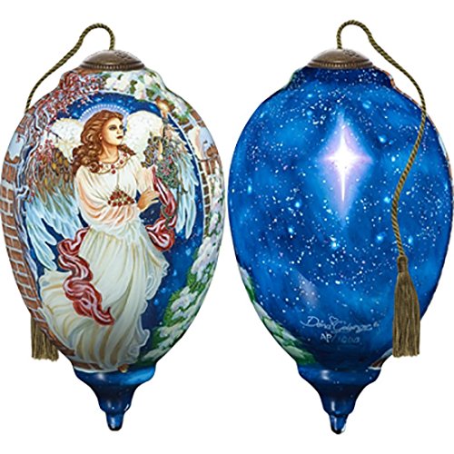 Ne’Qwa Art Hand Painted Blown Glass Guiding The Way Ornament, Angel