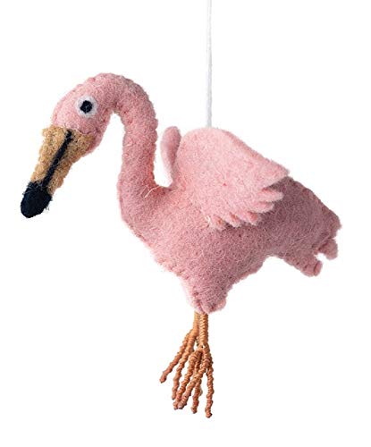 Creative Co-op Tropical Pink Flamingo Wool Felt Hanging Ornament