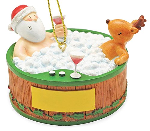 Cape Shore Santa and Reindeer Relaxing in Hot Tub Christmas Holiday Ornament