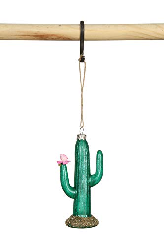 Creative Co-op Glass Cactus Ornament, Green