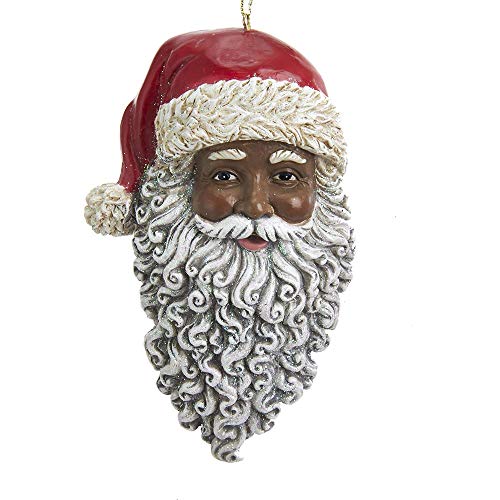 Kurt Adler E0347 African American Santa Head Ornament, 4.5-inches Tall