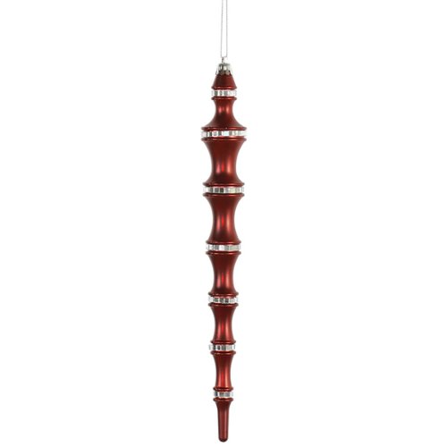 Vickerman 4 Count Burgundy Mirrored Shatterproof Icicle Finial Christmas Ornaments, 12″