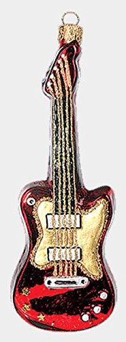 Pinnacle Peak Trading Company Electric Guitar Polish Glass Christmas Ornament Musical Instrument Decoration