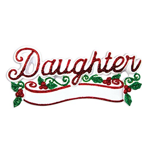 Personalized Daughter Christmas Tree Ornament 2019 – Glitter Word with Peppermint Berry Worlds Friend My Love Tradition Special Forever Memory Lettering Gift Year – Free Customization
